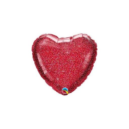 Egyszínű szív fólia lufi 18" 45cm piros szív, 99594, héliummal töltve