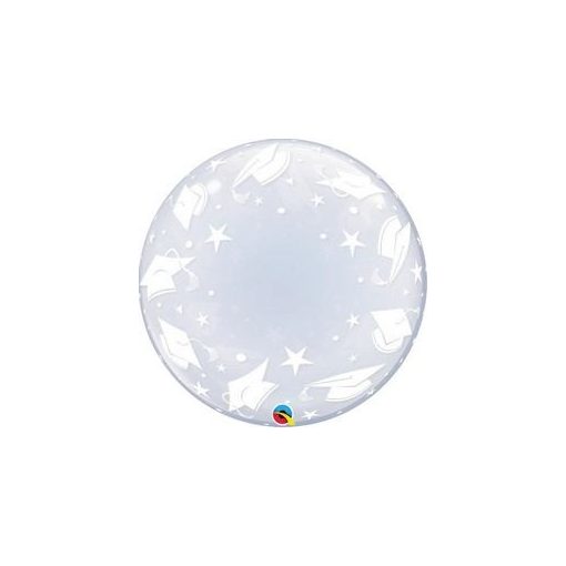 Deco Bubble lufi 24" 61cm krisztálytiszta, átlátszó ballagási mintával, Héliummal töltve, 48565