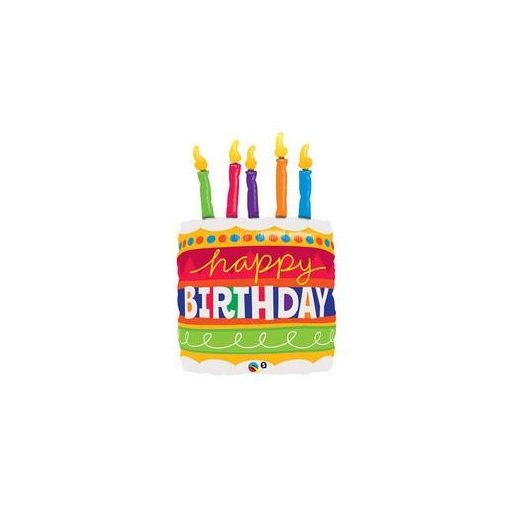 Szülinapi lufi 35" 89cm óriás fólia Happy Birthday, torta, 17269, héliummal töltve