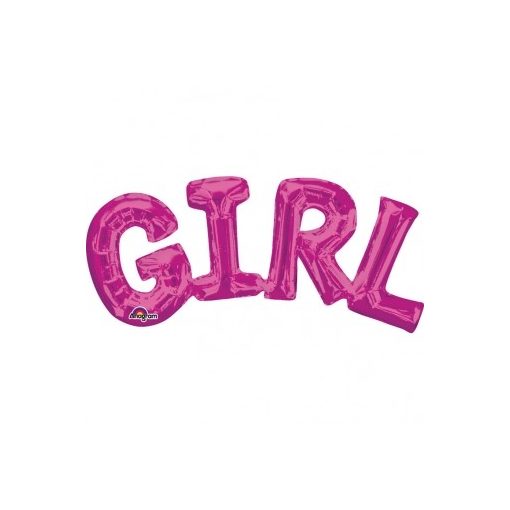 Fólia lufi - GIRL rózsaszín felirat, csak levegővel tölthető, 55x25cm, 07-3309701