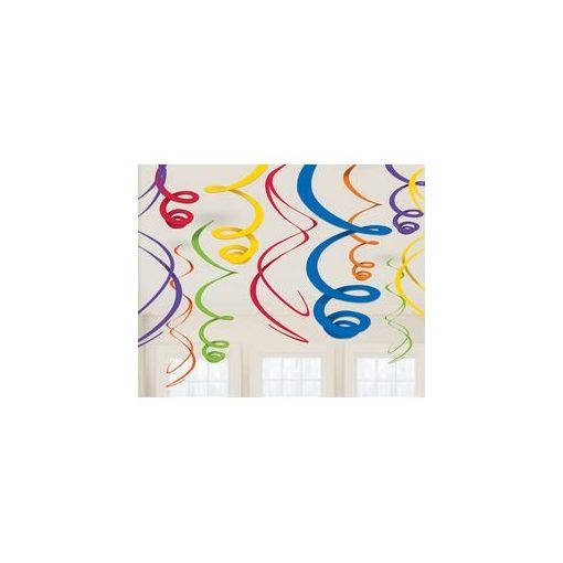 Spirális függő dekoráció színes, rainbow 55cm 12db a67056-90-55