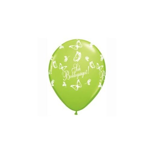 QUALATEX 11" (28cm-es) -  25db/csomag - Sok boldogságot! lime green, limezöld esküvői lufi, q824034-2