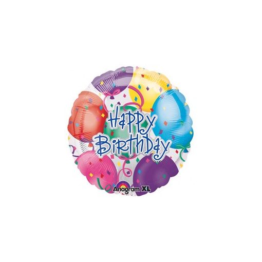 Szülinapi fólia lufi 18" 45cm Happy Birthday, 1028501, héliummal töltve