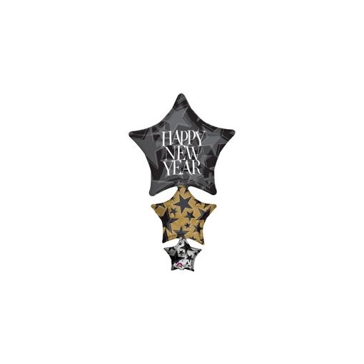 Óriás fólia lufi 42" 107cm Happy New Year szilveszteri lufi, héliummal töltve