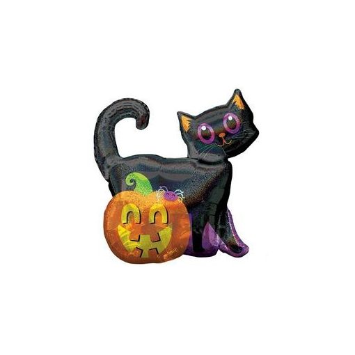 Óriás fólia lufi 27" 68cm macska és tök, Halloween, n3813901, héliummal töltve